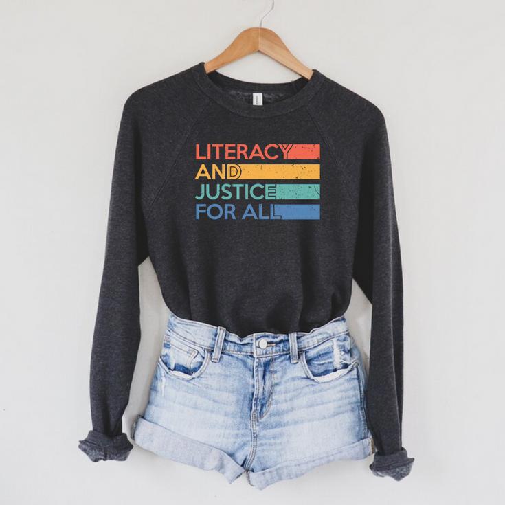 Literacy And Justice For All Reading Book Club Librarian Premium Tri-Blend Raglan Sleeve Sweatshirt