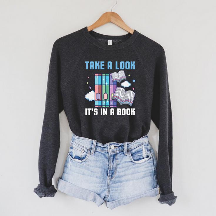 Take A Look Its In A Book Shirt Reading Readers Raglan Sleeve Sweatshirt