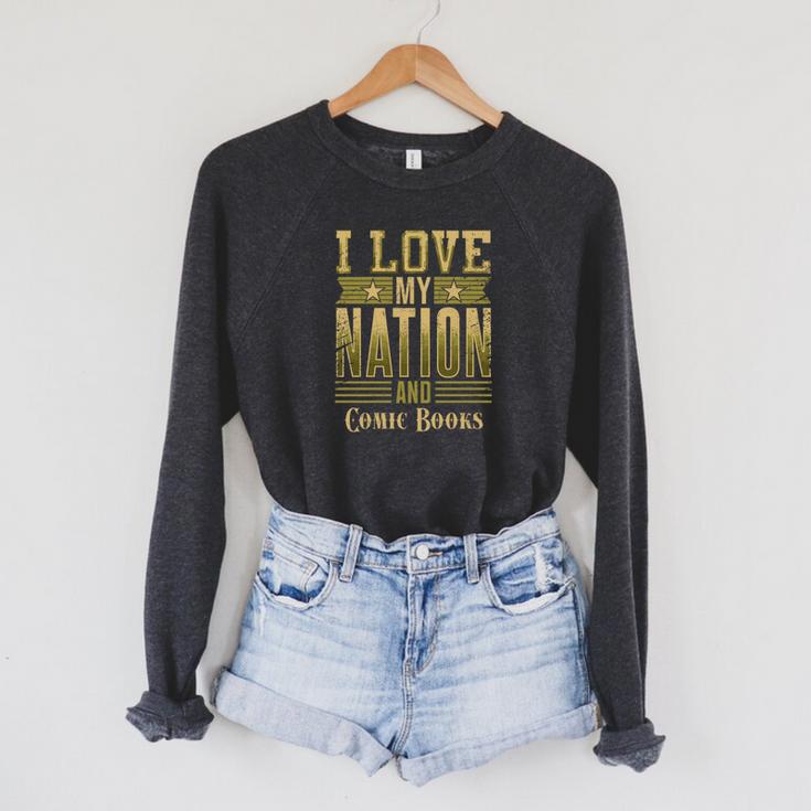 I Love My Nation And Comic Books – Patriotic American Premium Tri-Blend Raglan Sleeve Sweatshirt
