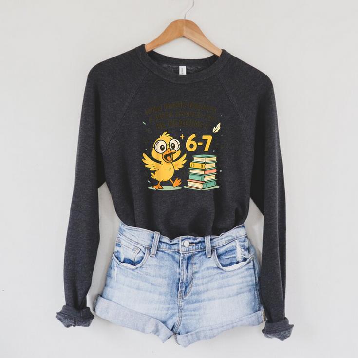 How Many Nights Reading Duck 67 Meme Book Lovers Raglan Sleeve Sweatshirt