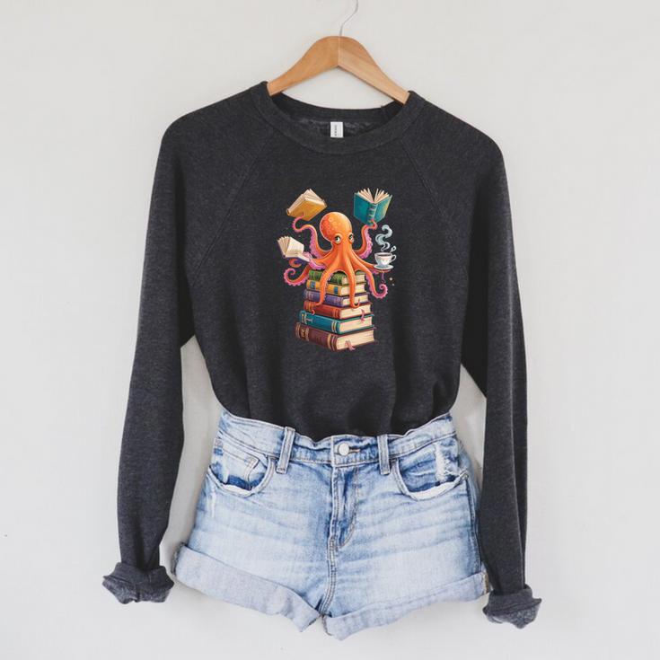 Octopus Book Reading Book Reader Ocean Octopus Premium Tri-Blend Raglan Sleeve Sweatshirt