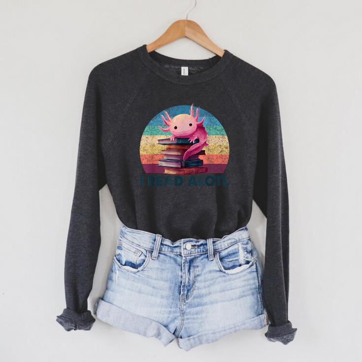I Read A'Lotl Axolotl Book Lover Librarian Reading Readers Raglan Sleeve Sweatshirt