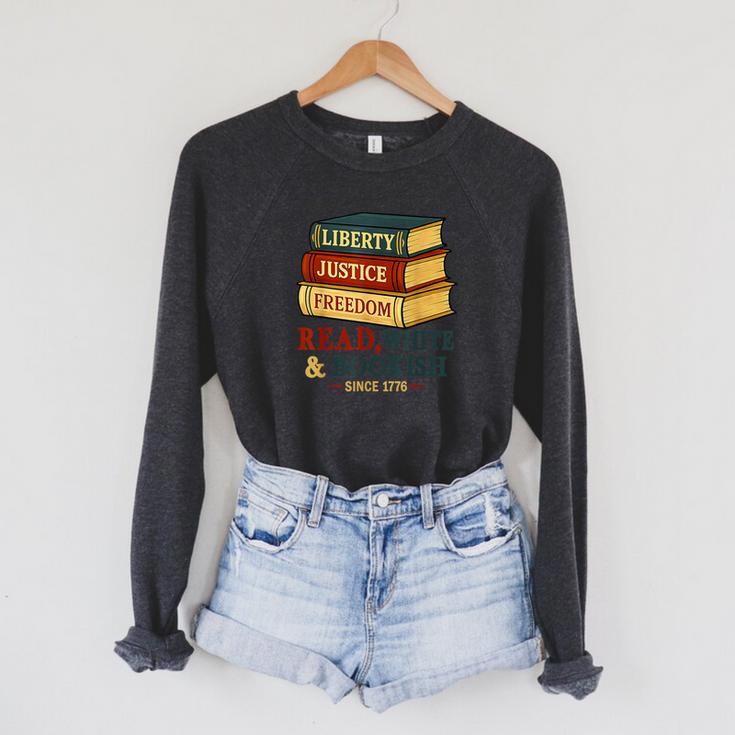 Read & Bookish Since 1776 Books Patriot 4th Of July Raglan Sleeve Sweatshirt