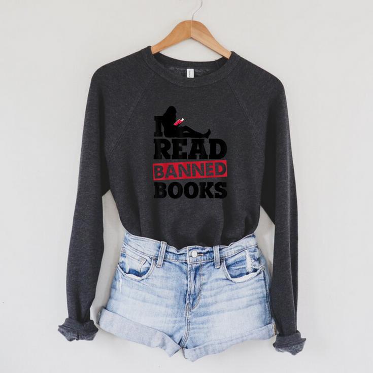 I Read Banned Books Banned Books Week Reading Women Raglan Sleeve Sweatshirt