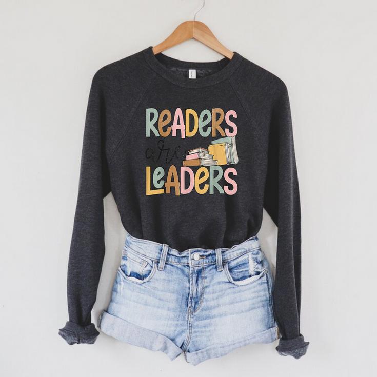 Readers Are Leaders Reading Book Lovers Teacher Women Kids Raglan Sleeve Sweatshirt