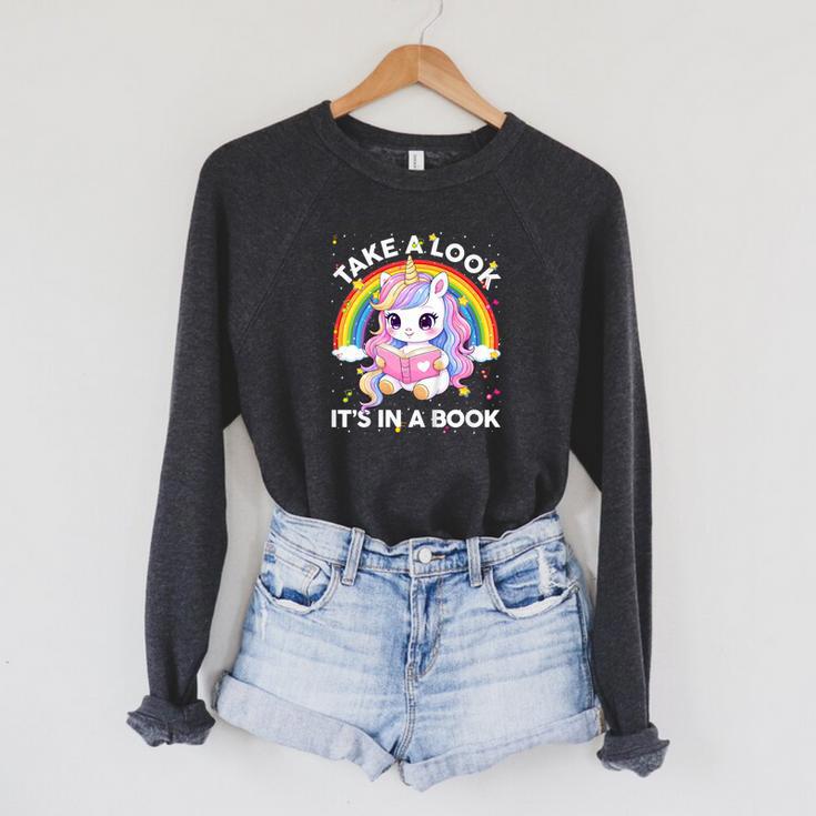 Reading Take Look Its In A Book Toddler Girls Rainbow Lover Raglan Sleeve Sweatshirt