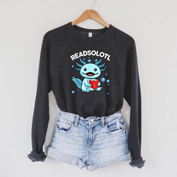 Readsolotl Amphibian Read Book Herpetologist Cute Axolotl Raglan Sleeve Sweatshirt