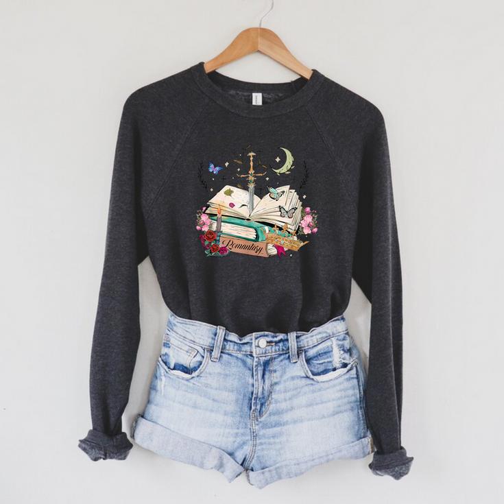 Romantasy Dark Romance Fantasy Reader Book Lover Reading Raglan Sleeve Sweatshirt