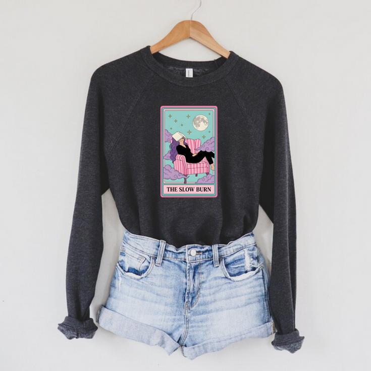 The Slow Burn Tarot Dark Romance Reader Smut Smutty Book Raglan Sleeve Sweatshirt