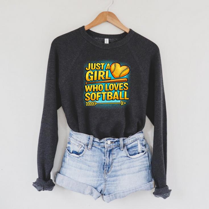 Softball Just A Girl Comic Book Style Graphic For Teens Premium Tri-Blend Raglan Sleeve Sweatshirt