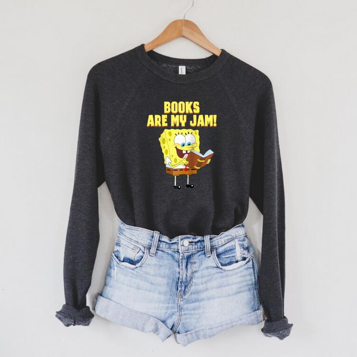 SpongeBob Loves Reading Books Are My Jam Raglan Baseball Tee Raglan Sleeve Sweatshirt