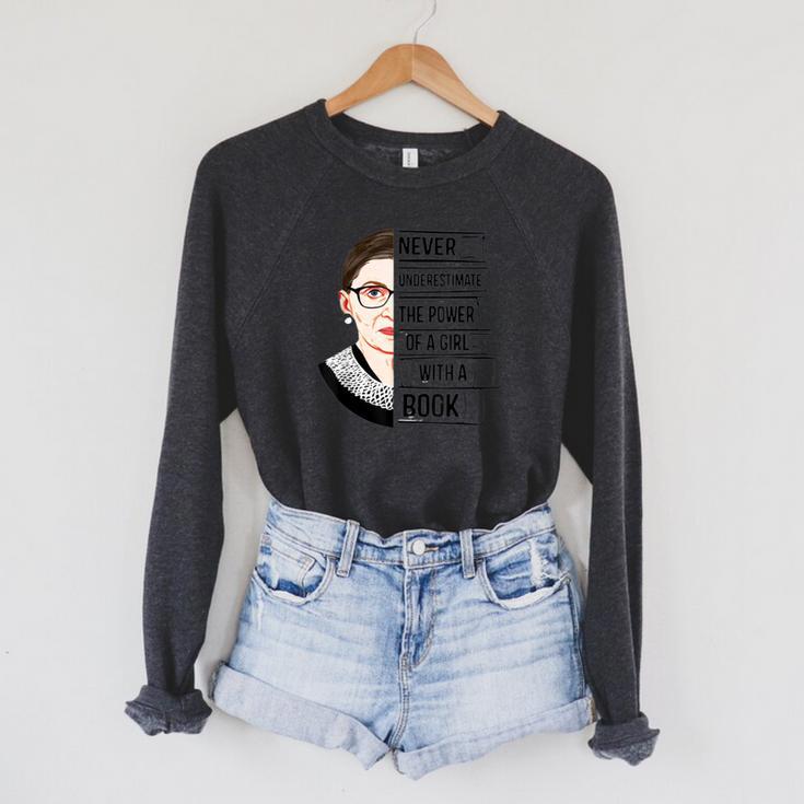Never Underestimate The Power Of a Girl With a Book Reading Raglan Sleeve Sweatshirt