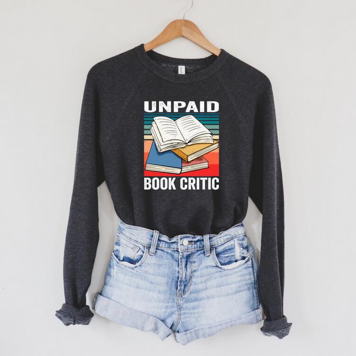Unpaid Book Critic Book Reader Bookworm Vintage Raglan Sleeve Sweatshirt
