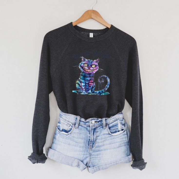 We'Re All Mad Here Cheshire Cat Alice Wonderland Book Boys Raglan Sleeve Sweatshirt