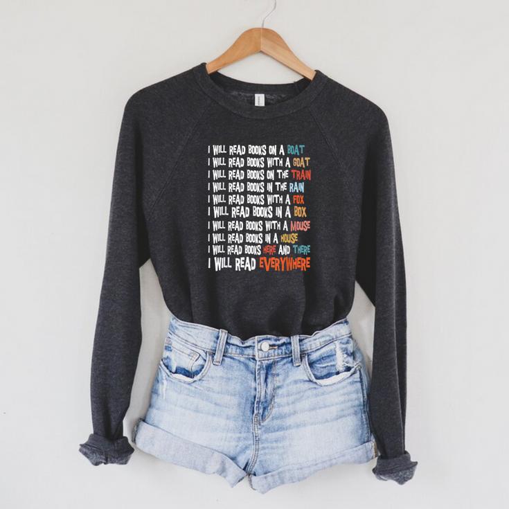 I Will Read Books On A Boat & Everywhere Reading Book Kids Raglan Sleeve Sweatshirt