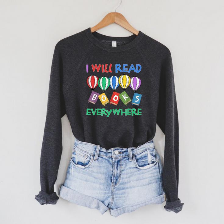 I Will Read Books Everywhere Across America Child Readers Raglan Sleeve Sweatshirt