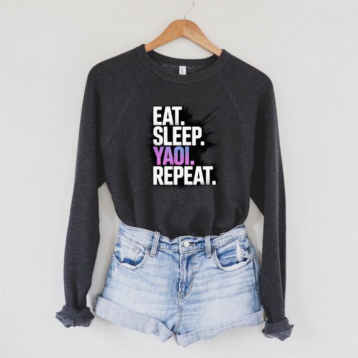 Yaoi Eat Sleep Repeat Manga Anime Book Premium Tri-Blend Raglan Sleeve Sweatshirt