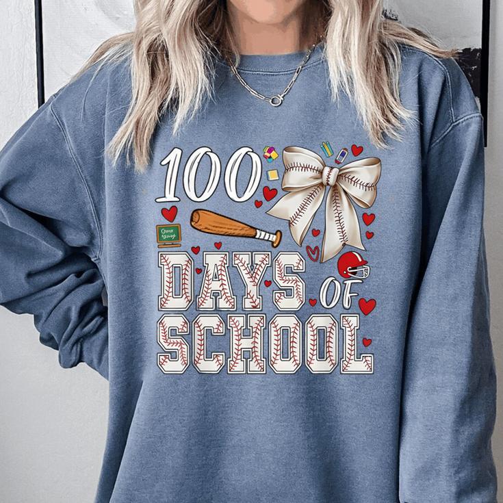 100 Days Of School Baseball 100th Day Of School Coquette Bow Comfort Colors Sweatshirt