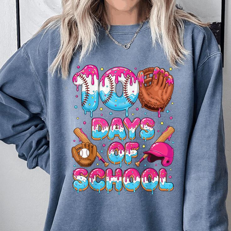 100 Days Of School Baseball Donut Dripping Teacher Boys Kids Comfort Colors Sweatshirt
