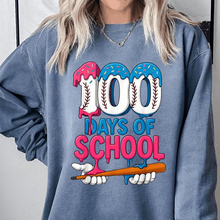 100 Days Of School Baseball Drip Bat 100th Day Of School Boy Comfort Colors Sweatshirt
