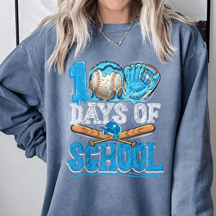 100 Days Of School Baseball Ice Cream Drip Student Kids Boys Comfort Colors Sweatshirt