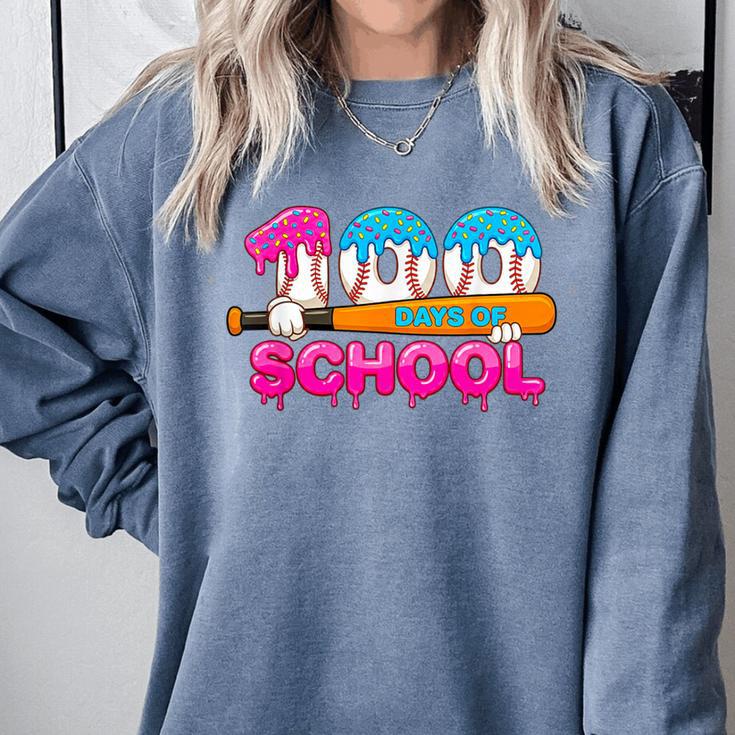 100 Days Of School Baseball Ice Cream Drip For Teacher Kid Comfort Colors Sweatshirt 100 Days Of School Baseball Ice Cream Drip For Teacher Kid Comfort Colors Sweatshirt