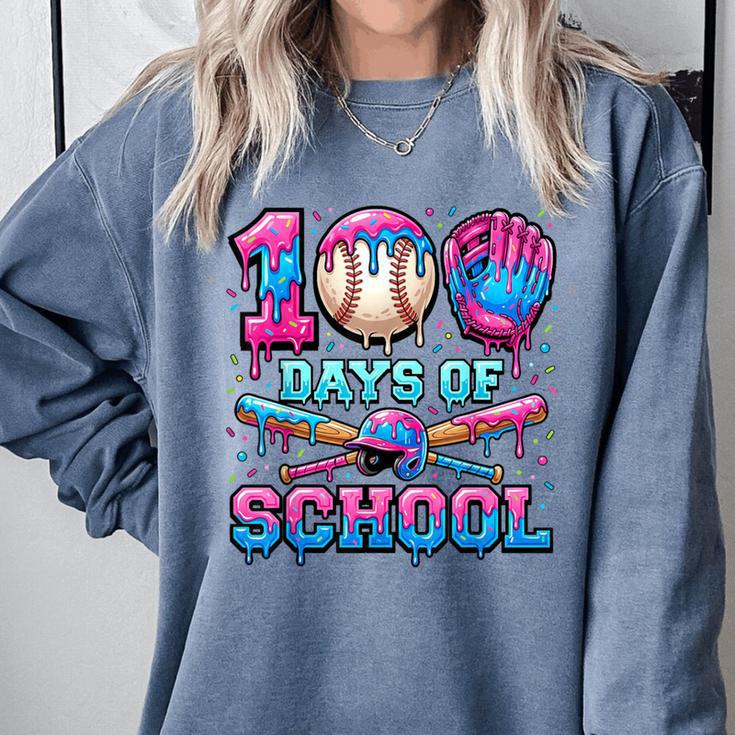 100 Days Of School Baseball Sports Drip Graphic Comfort Colors Sweatshirt 100 Days Of School Baseball Sports Drip Graphic Comfort Colors Sweatshirt