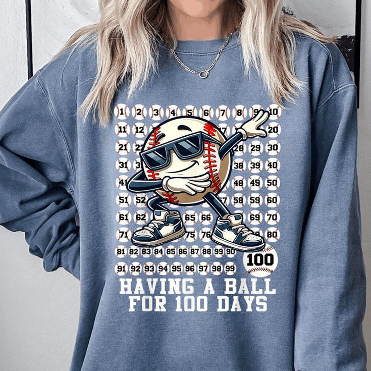 100 Days Of School Boys Dabbing Baseball 100th Day Of School Comfort Colors Sweatshirt