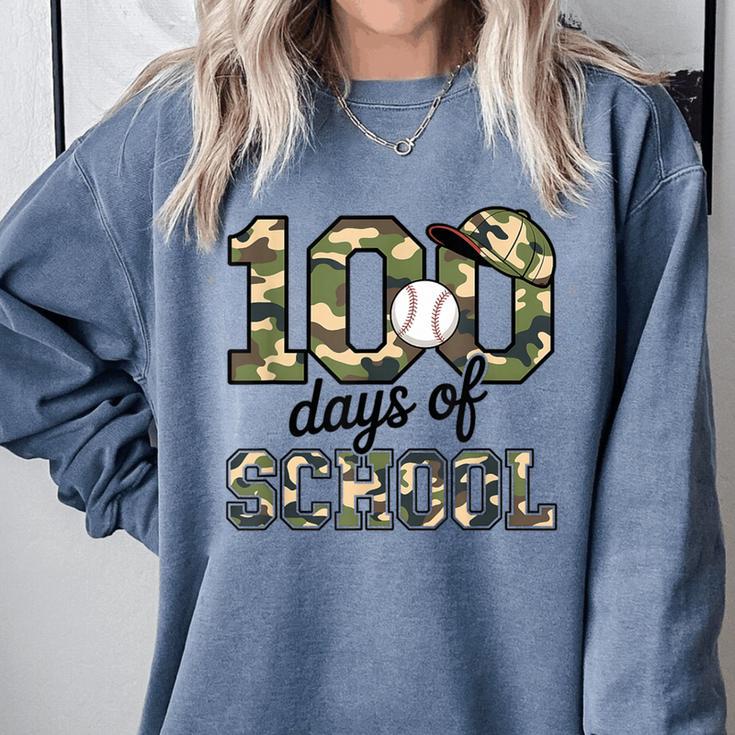 100 Days Of School Camo Baseball Camouflage For Kids Comfort Colors Sweatshirt