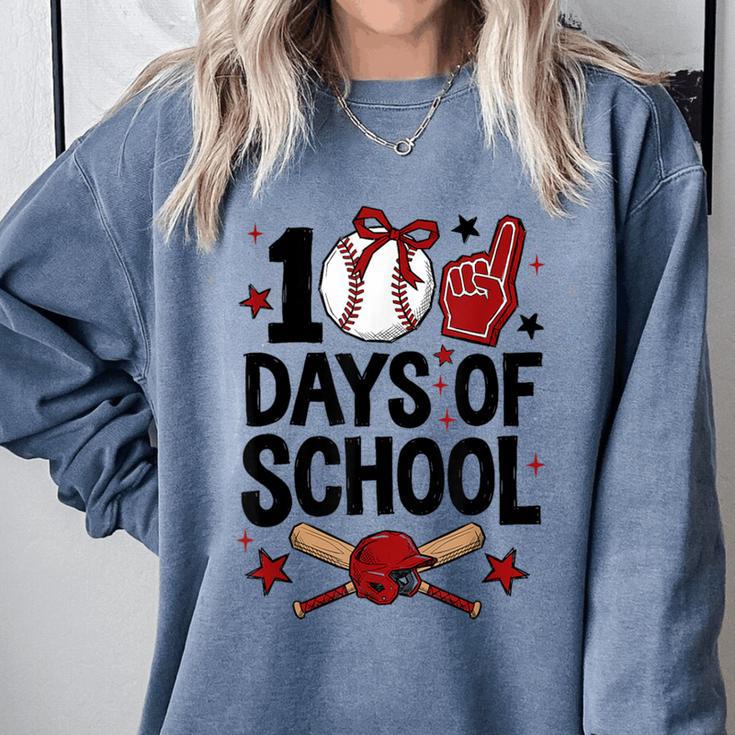 100 Days Of School Coquette Bow Baseball 100th Day Girl Kid Comfort Colors Sweatshirt 100 Days Of School Coquette Bow Baseball 100th Day Girl Kid Comfort Colors Sweatshirt