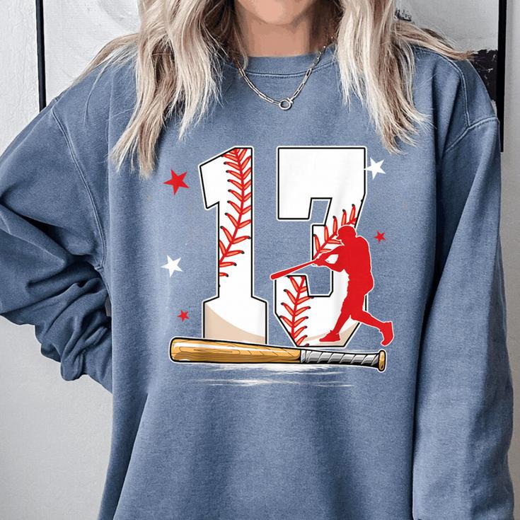 13 Years Old Baseball Birthday Boy 13th Bday Party Comfort Colors Sweatshirt