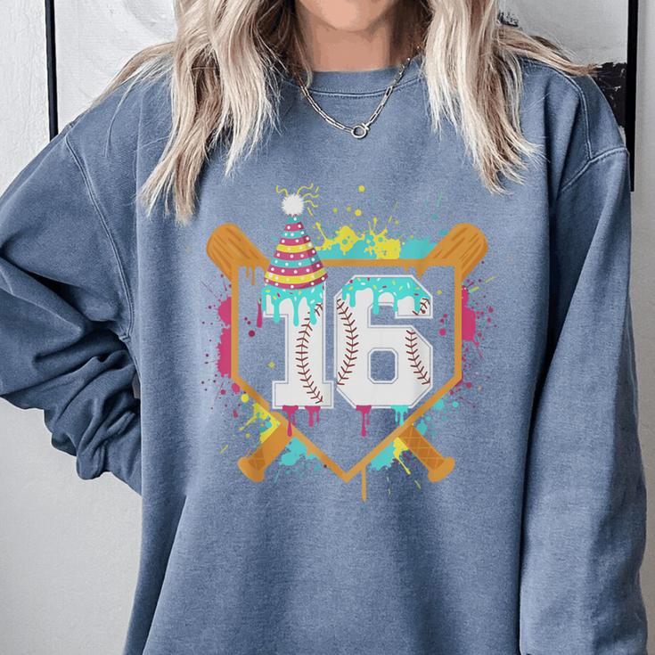 16th Birthday Baseball Drip Number 16 Year Old Birthday Boy Comfort Colors Sweatshirt