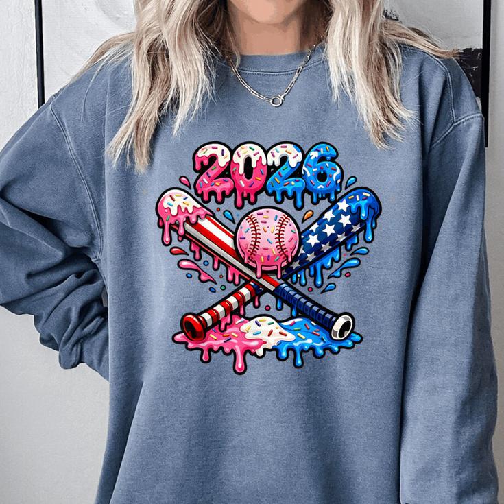 2026 American Flag Baseball Ice Cream Drip Bats Boys Comfort Colors Sweatshirt 2026 American Flag Baseball Ice Cream Drip Bats Boys Comfort Colors Sweatshirt