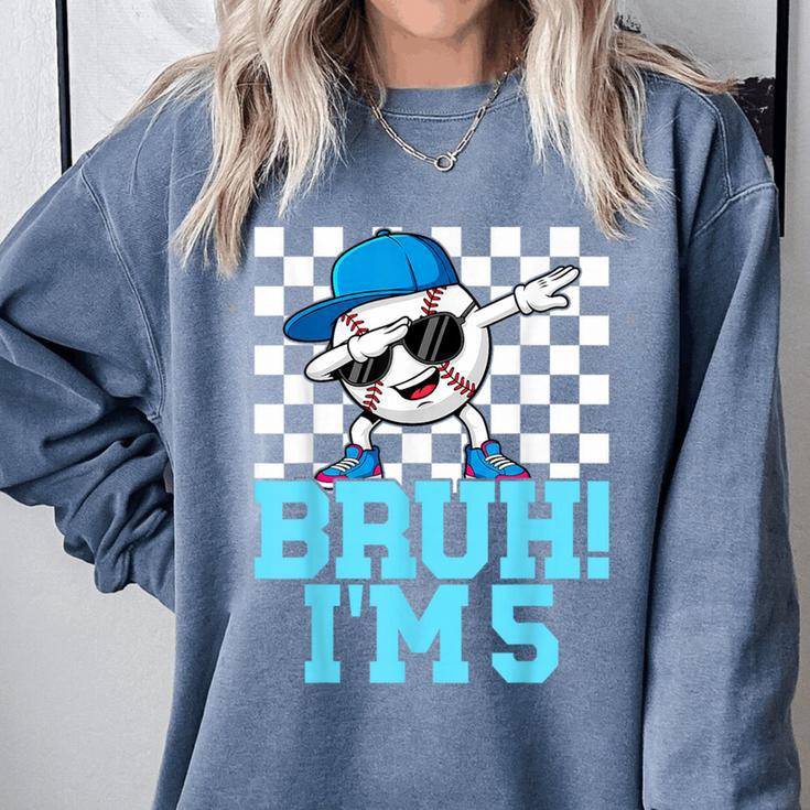 5th Birthday Dabbing Baseball Boys Bruh I'm 5 Year Old Comfort Colors Sweatshirt