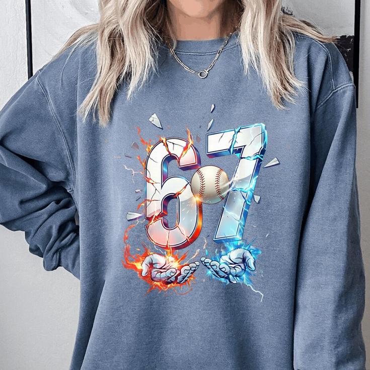 6 7 Baseball Six Seven Meme 67 Hands Kids Men Women Comfort Colors Sweatshirt