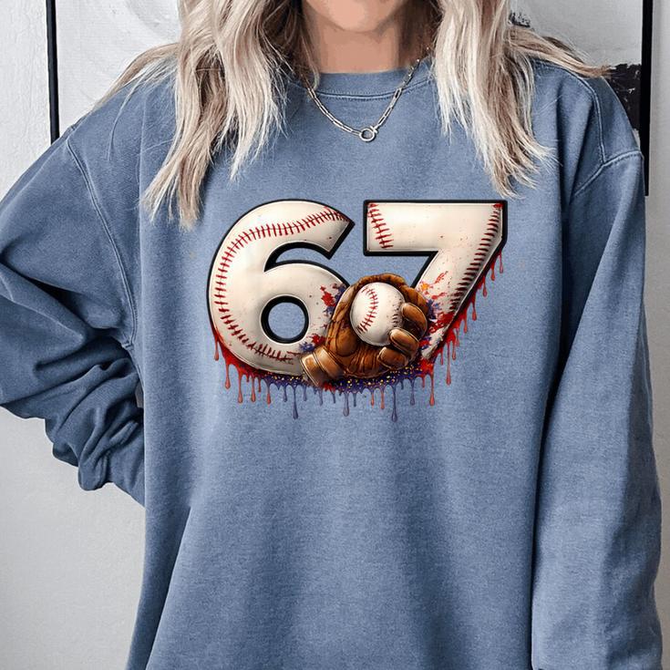 6 7 Six Seven American Baseball Graphic Comfort Colors Sweatshirt