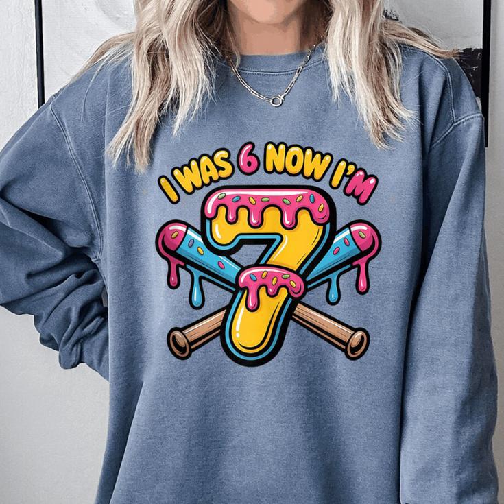 I Was 6 Now I'm 7 Dripping Ice Cream Baseball 67 Drip Comfort Colors Sweatshirt