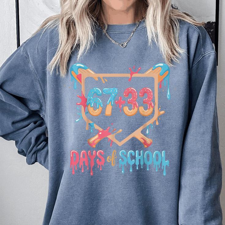 67 33 Days Of School Baseball Drip 100 Days Of School Comfort Colors Sweatshirt