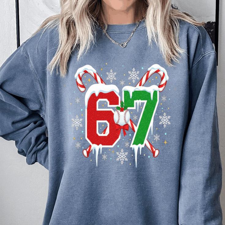 67 Baseball Christmas Candy Cane Snowflake Holiday Sports Comfort Colors Sweatshirt 67 Baseball Christmas Candy Cane Snowflake Holiday Sports Comfort Colors Sweatshirt