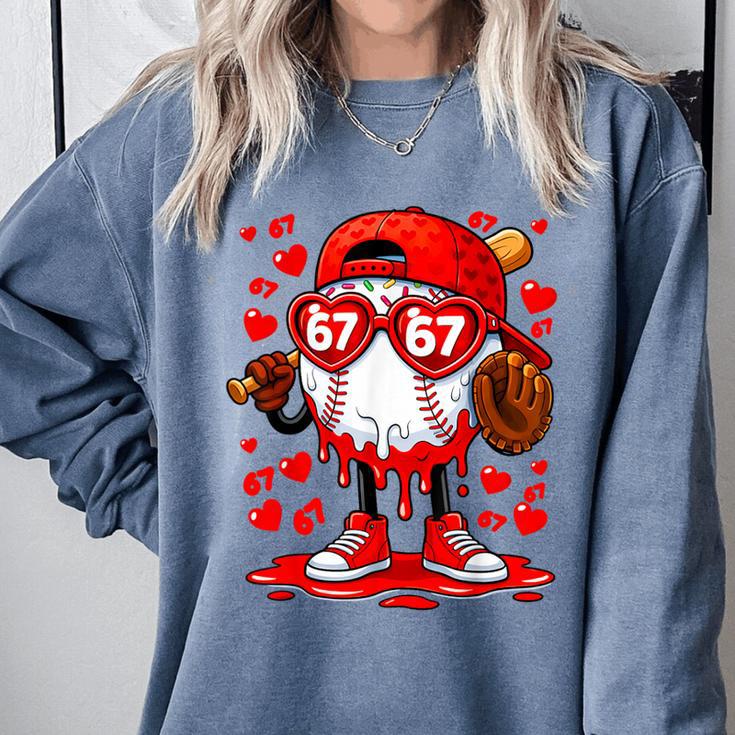 67 Baseball Drip Valentine's Day Comfort Colors Sweatshirt