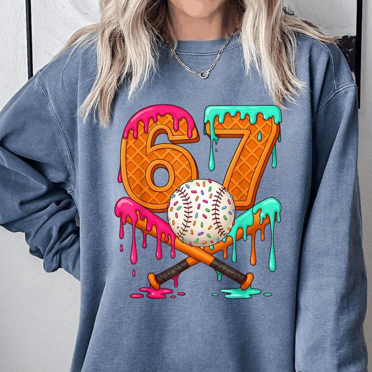 67 Ice Cream Drip Baseball Number 67 Player 67th Birthday Comfort Colors Sweatshirt
