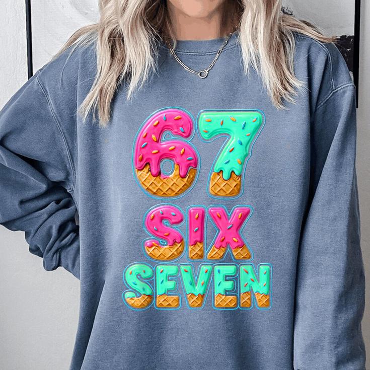 67 Ice Cream Drip Baseball Six Seven 6-7 Meme Teen Boy Comfort Colors Sweatshirt 67 Ice Cream Drip Baseball Six Seven 6-7 Meme Teen Boy Comfort Colors Sweatshirt