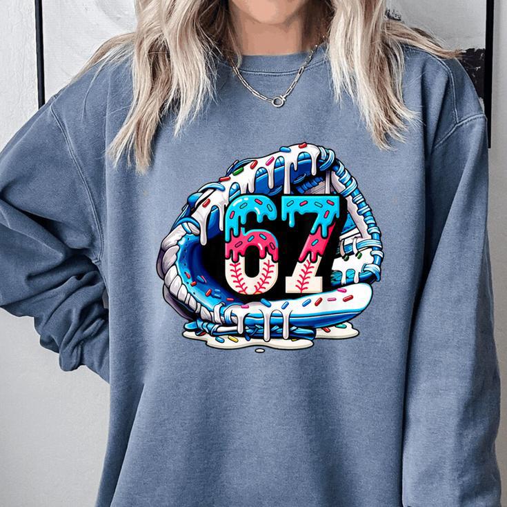 67 Meme Slang Baseball Glove Drip Ice Cream Six Seven 6 7 Comfort Colors Sweatshirt