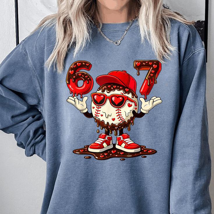 67 Valentine Day Baseball Chocolate Ice Cream Drip Comfort Colors Sweatshirt 67 Valentine Day Baseball Chocolate Ice Cream Drip Comfort Colors Sweatshirt