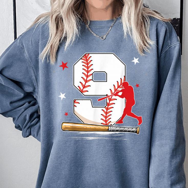 9 Years Old Baseball Birthday Boy 9th Bday Party Comfort Colors Sweatshirt 9 Years Old Baseball Birthday Boy 9th Bday Party Comfort Colors Sweatshirt