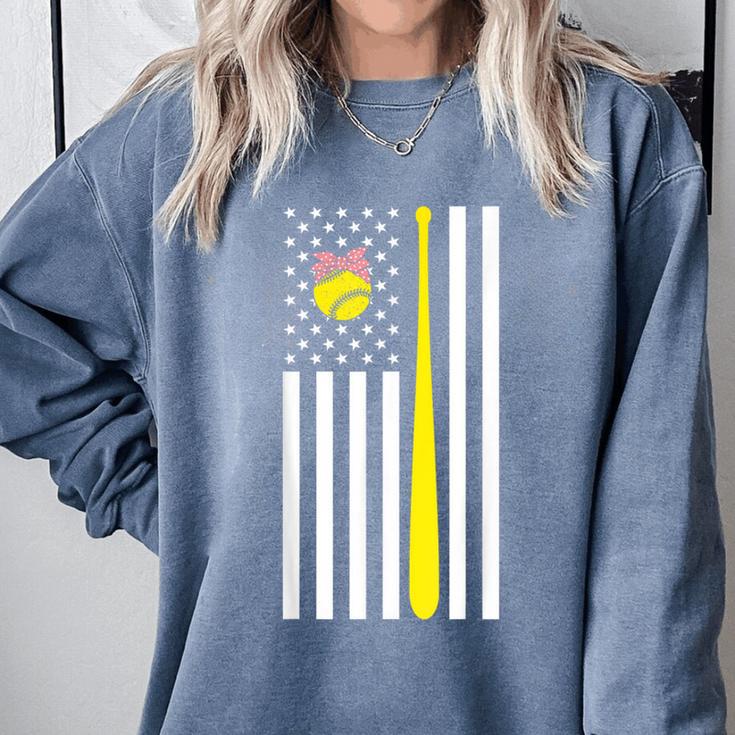 American Flag Baseball Mom Team Comfort Colors Sweatshirt