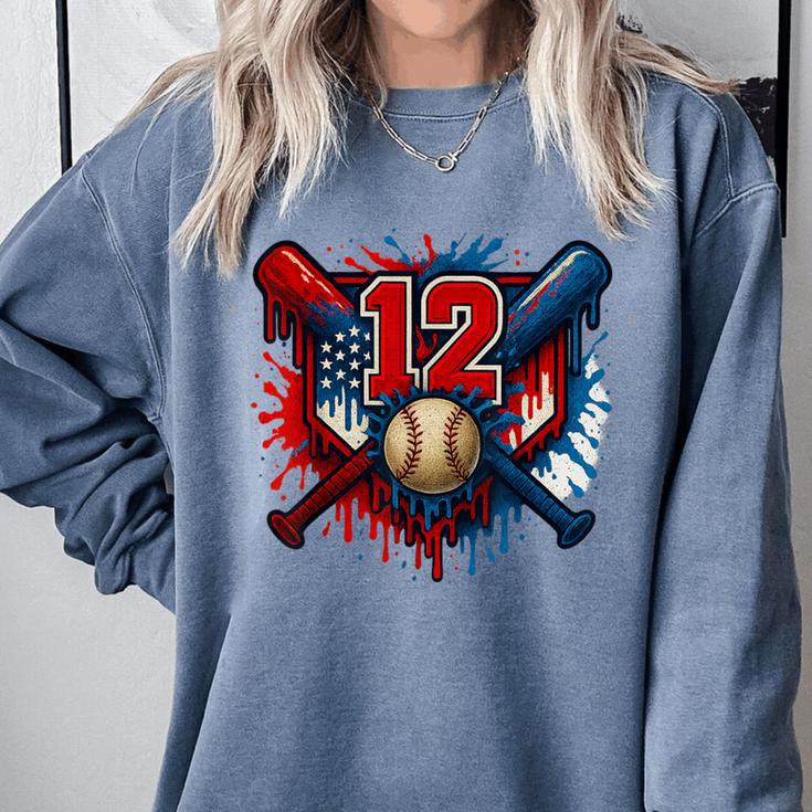 Baseball 12 Year Old Splash Drip 12th Birthday Boy Number 12 Comfort Colors Sweatshirt Baseball 12 Year Old Splash Drip 12th Birthday Boy Number 12 Comfort Colors Sweatshirt
