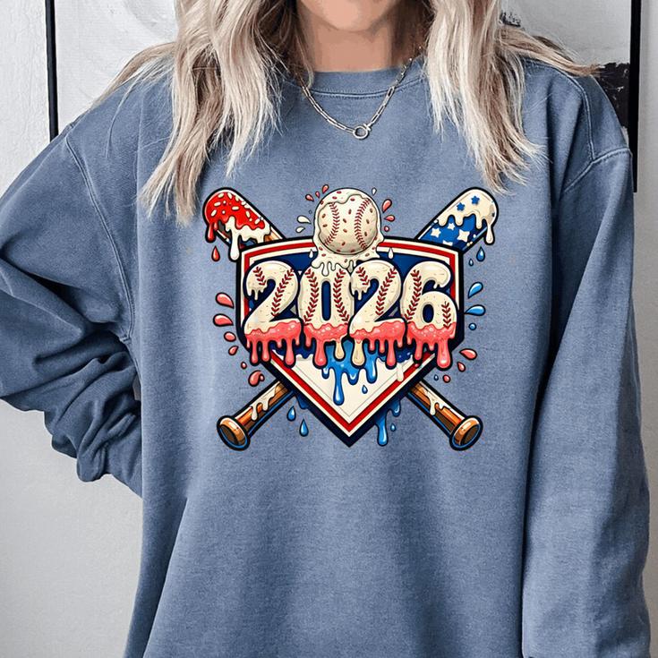 Baseball 2026 Ice Cream Drip Bats For Boys Birthday Graphic Comfort Colors Sweatshirt Baseball 2026 Ice Cream Drip Bats For Boys Birthday Graphic Comfort Colors Sweatshirt
