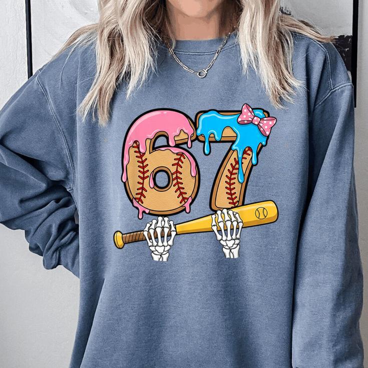 Baseball 67 Ice Cream Drip Skeleton Six Seven Boys Meme Comfort Colors Sweatshirt
