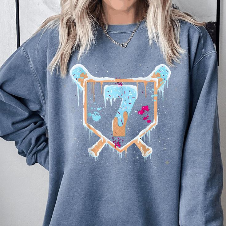 Baseball 7 Year Old Ice Cream Drip 7th Birthday Boy Number 7 Comfort Colors Sweatshirt Baseball 7 Year Old Ice Cream Drip 7th Birthday Boy Number 7 Comfort Colors Sweatshirt